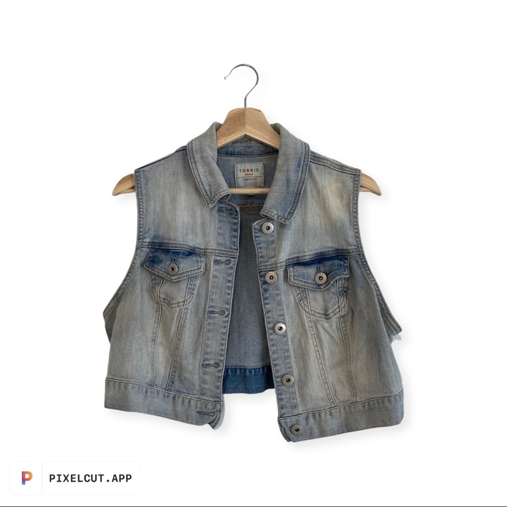 Torrid cropped denim vest